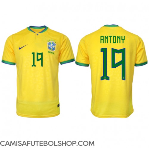 Camisa de time de futebol Brasil Antony #19 Replicas 1º Equipamento Mundo 2022 Manga Curta